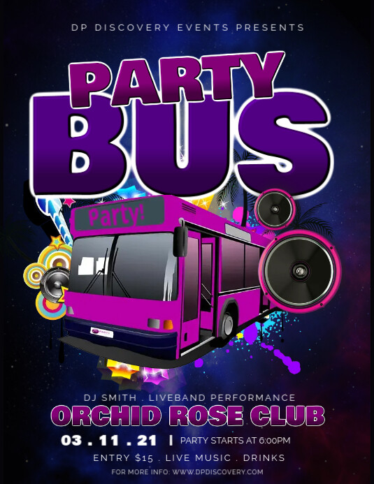 Copy of Purple and pink Party Bus flyer PosterMyWall