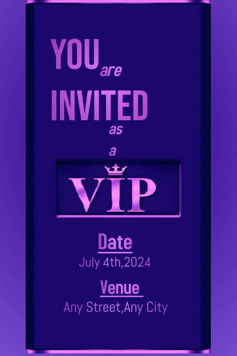 Purple and Pink VIP Invitation Card Poster Template | PosterMyWall