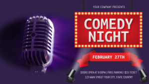 Purple Comedy Night Event Facebook Cover Video Template