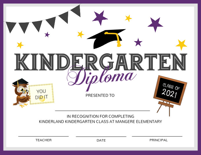 Purple and white Kindergarten diploma certifi Template | PosterMyWall purple-and-white-kindergarten-diploma-certifi-template-postermywall