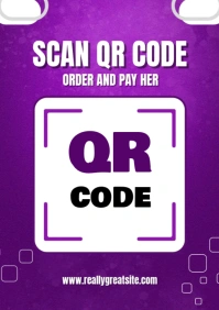 Purple and White Modern QR Code Placement Flyer A4 template