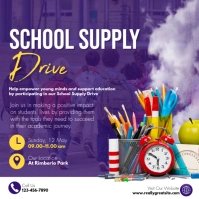 Purple and White Modern School Supply Drive Instagram Post template