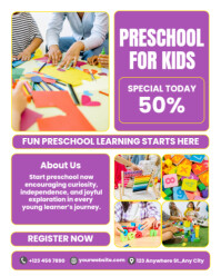 Purple and White Playful Preschool Enrollment Instagram Portrait template