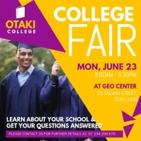 Purple and Yellow College Fair Square Video Cuadrado (1:1) template