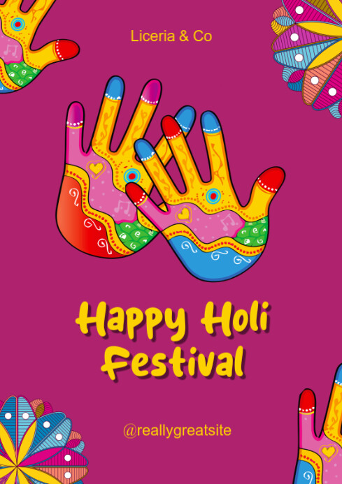 purple and yellow colourful happy holi festival Template | PosterMyWall