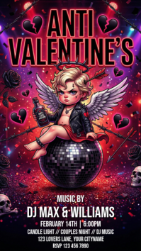 Purple Anti-Valentine's Day Party Instagram Story template