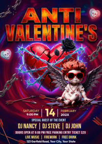 Purple Anti-Valentine's Event A4 template
