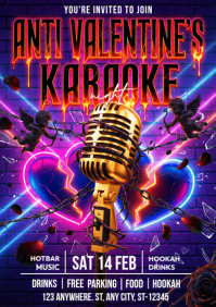 Purple Anti Valentine's Karaoke Night A4 template