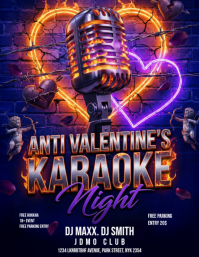 Purple Anti Valentine's Karaoke Night Flyer template