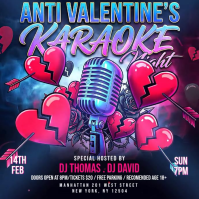 Purple Anti Valentine's Karaoke Night Instagram Post Video template