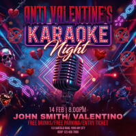 Purple Anti Valentine's Karaoke Night Instagram Post template