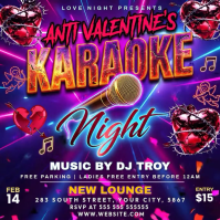 Purple Anti-Valentine's Karaoke Night Instagram Post template
