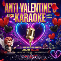 Purple Anti Valentine's Karaoke Night Party Instagram Post Video template