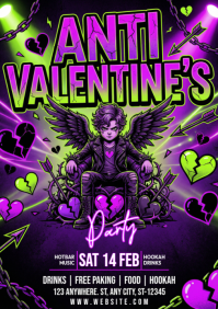Purple Anti-Valentine's Party A4 template