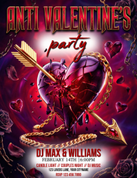 Purple Anti-Valentine's Party Flyer template