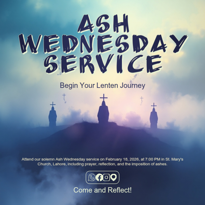 Ash Wednesday Service Template | PosterMyWall
