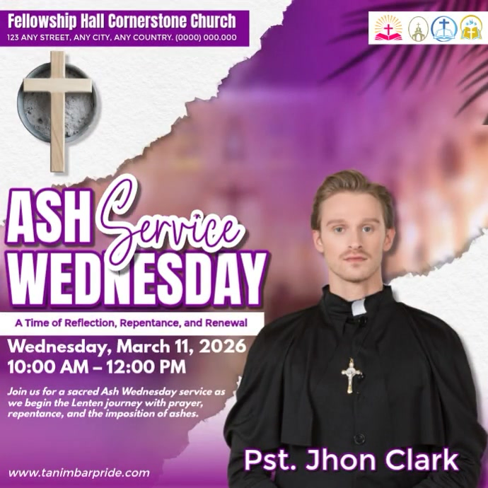 Purple Ash Wednesday Service Instagram Post Video Template | PosterMyWall