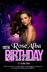 Purple Background Birthday Party  Half Page W Demi-page de format Wide template