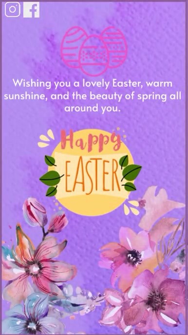Purple background easter animation Digital Display (9:16) template