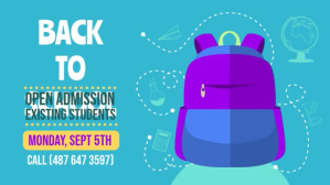 Blå Back to School Admission Digitalanzeige Template