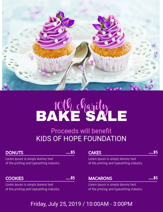 Bake Sale Price List Template