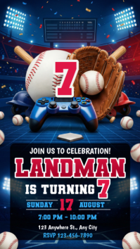 Purple Baseball Birthday Party Instagram Story template