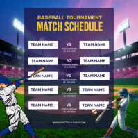 Purple Baseball Tournament Schedule Instagram Post template
