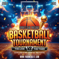 Purple Basketball Tournament Instagram Post Video template