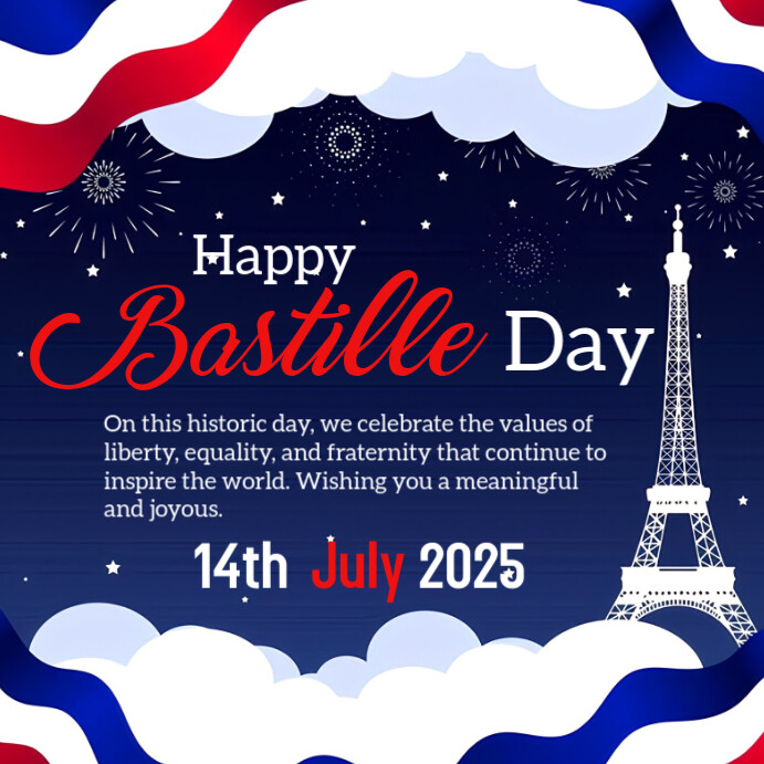 Purple Bastille Day Design Template  Instagram Post
