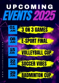 Purple Berbasis Daftar Upcoming Events A1 template