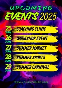 Purple Berbasis Daftar Upcoming Events A2 template