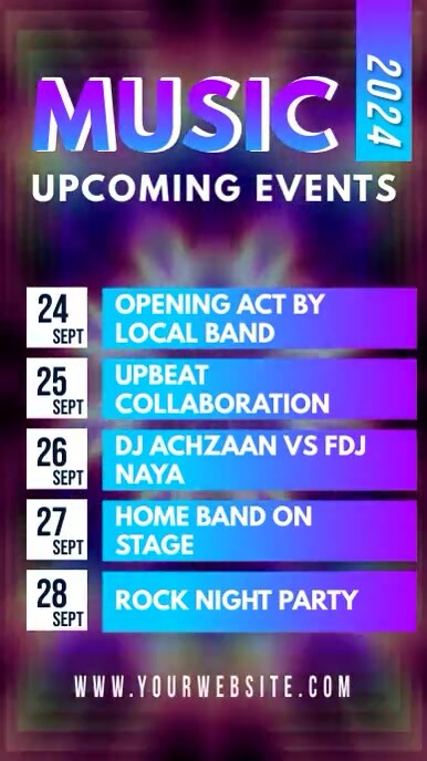 Purple Berbasis Daftar Upcoming Events Music Template | PosterMyWall