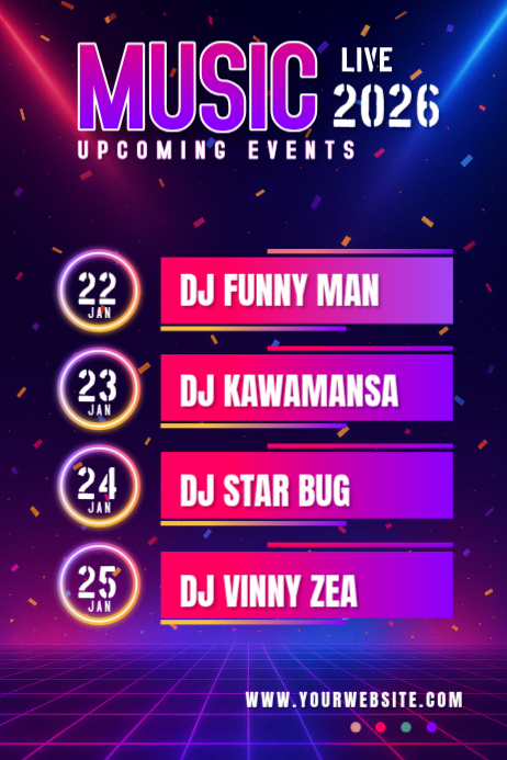 Purple Berbasis Daftar Upcoming Events Poster Template | PosterMyWall