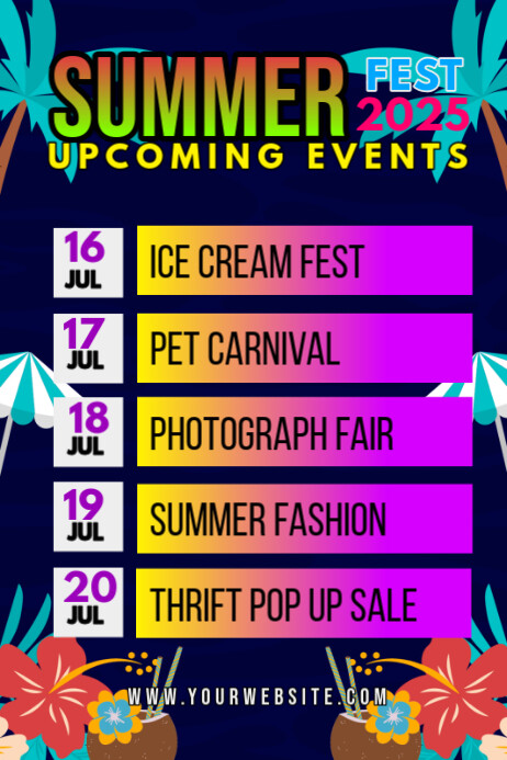 Purple Berbasis Daftar Upcoming Events Poster Plakat template