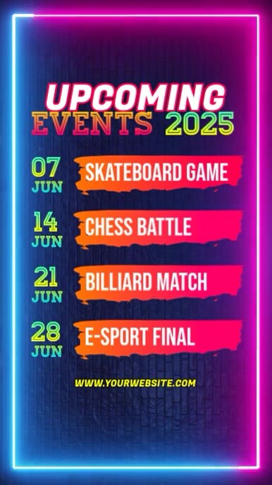 Purple Berbasis Daftar Upcoming Events Tampilan Digital (9:16) Template ...
