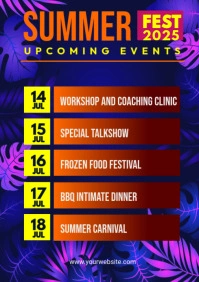 Purple Berbasis Daftar Upcoming Summer Events A1 template