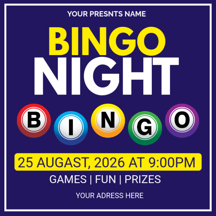 Purple   Bingo Night Post Instagram Post Iphosti le-Instagram template