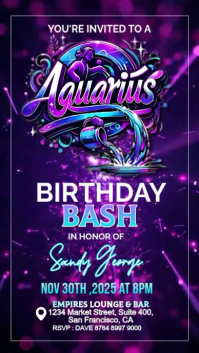 Purple Birthday Bash Instagram Story Video template