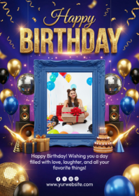 Purple Birthday Celebration A6 template