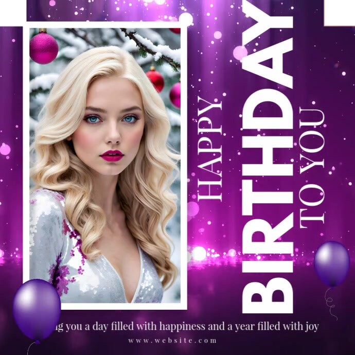 Purple birthday celebration Quadrado (1:1) template