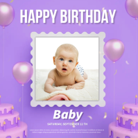 Morado Birthday Celebration Квадрат Template