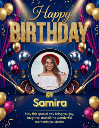 Purple Birthday Celebration Flyer template