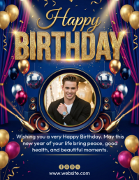 Purple Birthday Celebration Flyer template