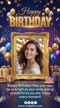 Purple Birthday Celebration Instagram Story template