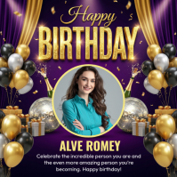 Purple Birthday Celebration Square template