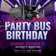 Purple Birthday Party Bus template Instagram Post
