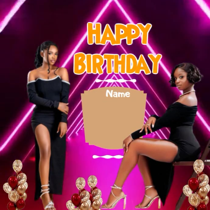 Purple Birthday  Square template