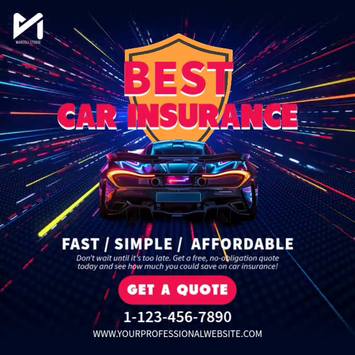 Purple Blue Red Professional Car Insurance Video Template | PosterMyWall