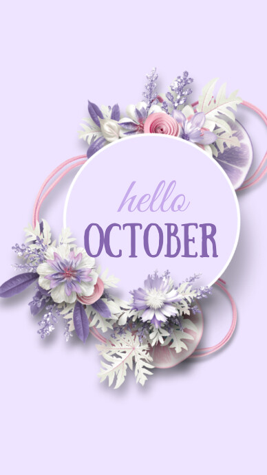 Copy of purple border hello october instagram | PosterMyWall