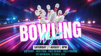 Purple Bowling Night Event Digital Display template
